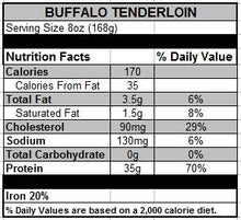 Load image into Gallery viewer, Bison Tenderloin, 6 oz Steaks (case of 26)